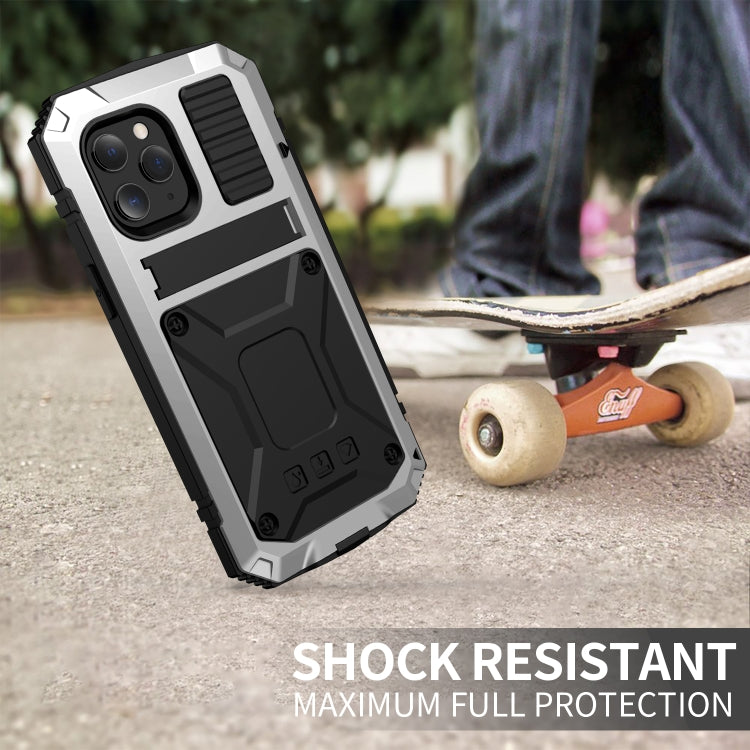 For iPhone 12 / 12 Pro R-JUST Shockproof Waterproof Dust-proof Metal + Silicone Protective Case with Holder(Silver) - free shipping - PMC TechLife - Order now!