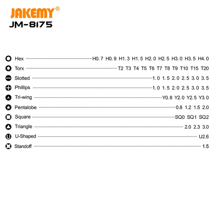 JAKEMY JM-8175 50 in 1 Double-sided Outer Box Multifunctional and Precision Screwdriver Tool Set - free shipping - PMC TechLife - Order now!