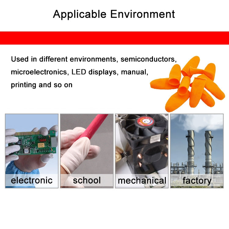 100pcs / Pack Antistatic Antislip Durable Fingertips Latex Protective Gloves, Size: M, 2.6*6.3cm(Khaki) - free shipping - PMC TechLife - Order now!