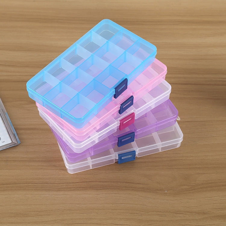 Removable Grid Plastic 15 Slots Box Organizer for Jewelry Earring Fishing Hook Small Accessories(Purple+Blue) - free shipping - PMC TechLife - Order now!