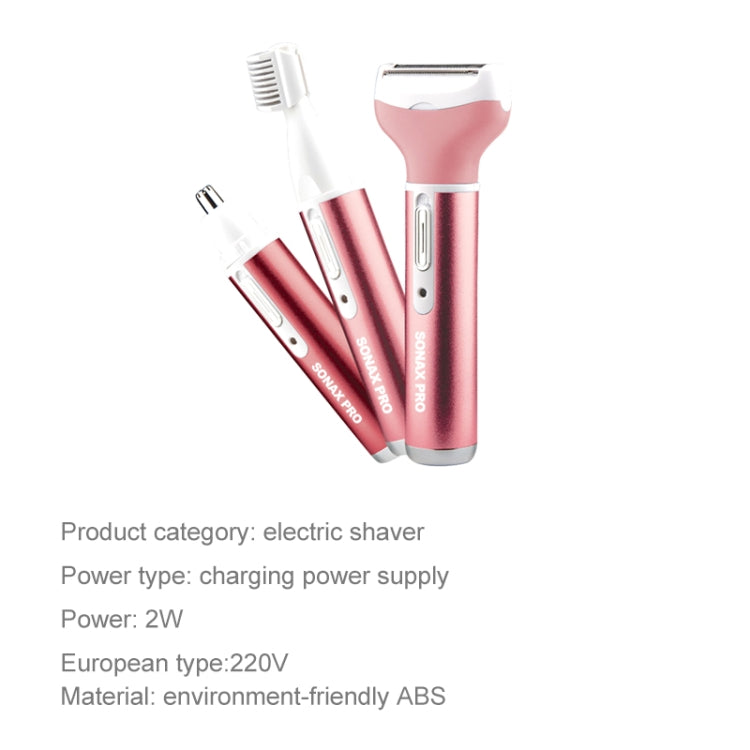 220V 3 In 1 Water Proof Rechargeable Vibrissa Eyebrows Trimmer Body Hair Denuding Machine Set, EU Plug(Pink) - free shipping - PMC TechLife - Order now!