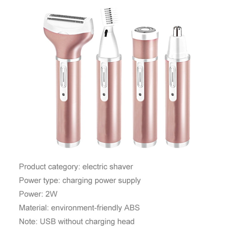 4 In 1 USB Rechargeable Vibrissa Eyebrows Trimmer Body Hair Denuding Machine Set(Rose Gold) - free shipping - PMC TechLife - Order now!