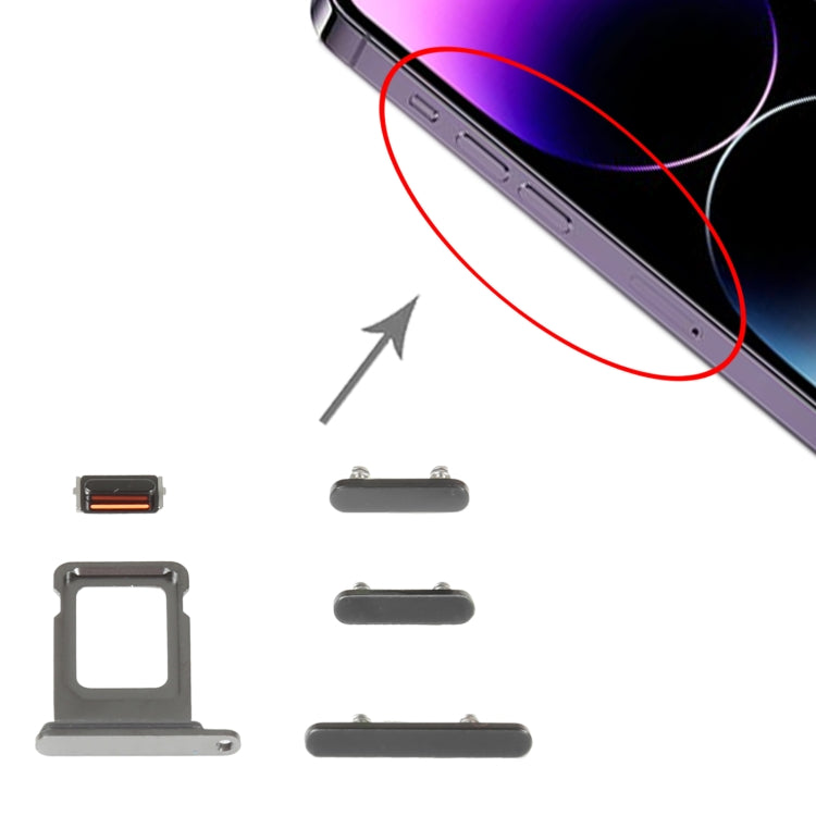 SIM Card Tray + Side Keys for iPhone 14 Pro Max(Black) - by PMC TechLife | Online Shopping South Africa | PMC TechLife