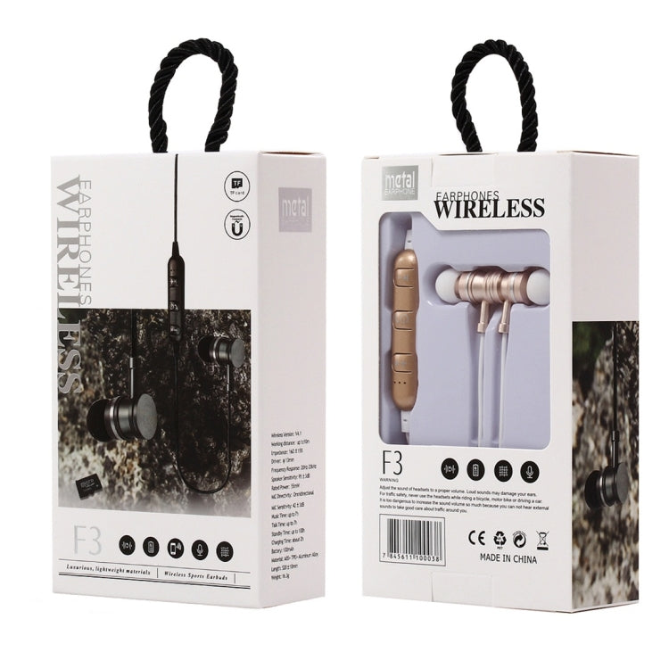 F3 Bluetooth 4.2 Hanging Neck Design Bluetooth Headset, Support Music Play & Switching & Volume Control & Answer(Rose Gold) - Neck-mounted Earphone by PMC TechLife | Online Shopping South Africa | PMC TechLife