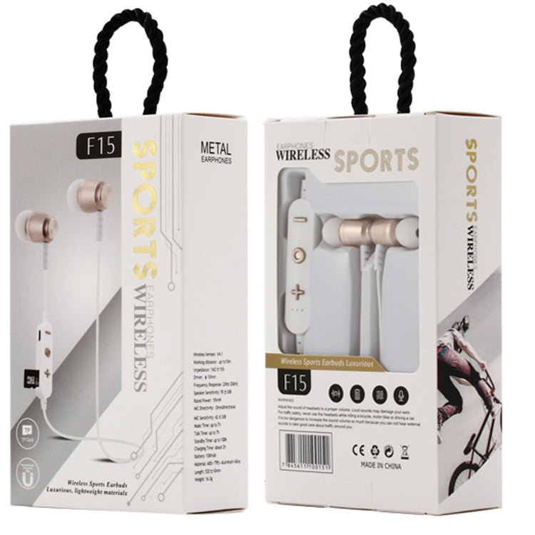 F15 Bluetooth 4.2 Hanging Neck Design Bluetooth Headset, Support Music Play & Switching & Volume Control & Answer(Gold) - Neck-mounted Earphone by PMC TechLife | Online Shopping South Africa | PMC TechLife