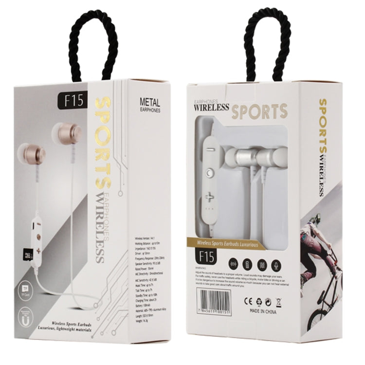 F15 Bluetooth 4.2 Hanging Neck Design Bluetooth Headset, Support Music Play & Switching & Volume Control & Answer(Silver) - Neck-mounted Earphone by PMC TechLife | Online Shopping South Africa | PMC TechLife