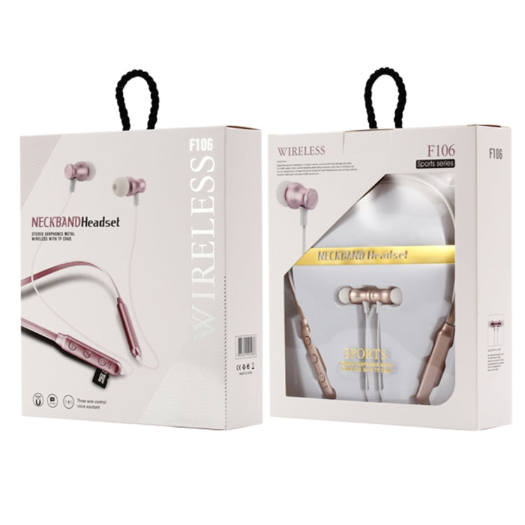 F106 Bluetooth 4.2 Hanging Neck Design Bluetooth Headset, Support Music Play & Switching & Volume Control & Answer(Gold) - Neck-mounted Earphone by PMC TechLife | Online Shopping South Africa | PMC TechLife