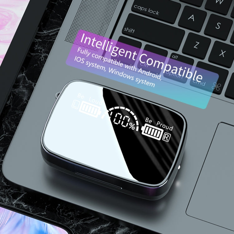 M9 Bluetooth 5.1 TWS Mirror Digital Display Wireless Bluetooth Earphone with Charging Box Flashlight , Support Touch & Siri & Battery Display(Black) - TWS Earphone by PMC TechLife | Online Shopping South Africa | PMC TechLife