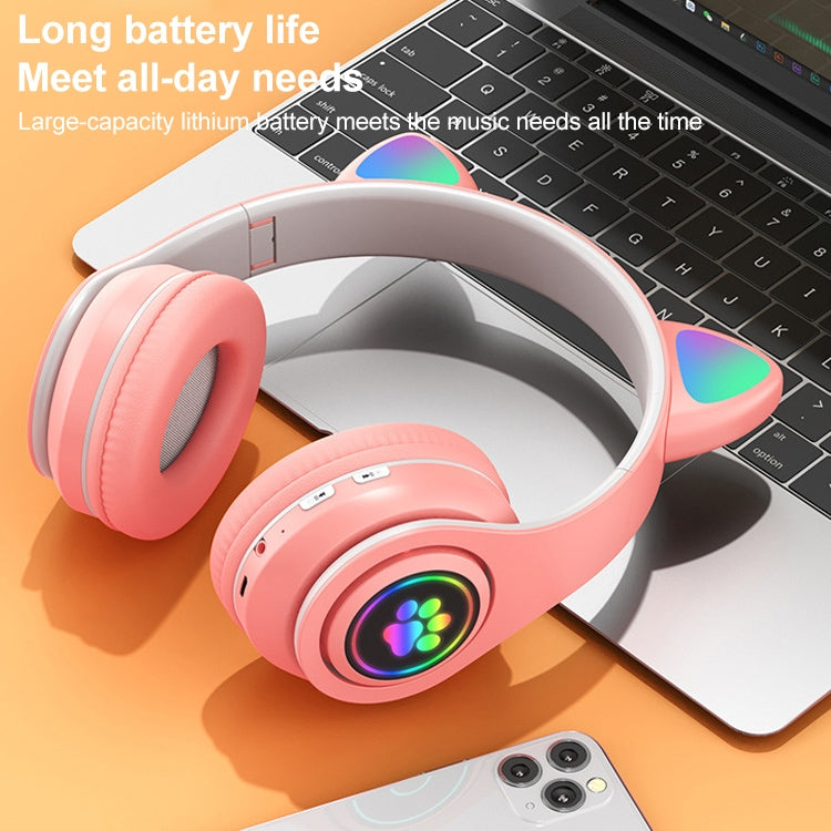 B39 Cat Ear Design LED Gradient Light Wireless Bluetooth Headset(White) - Multimedia Headset by PMC TechLife | Online Shopping South Africa | PMC TechLife