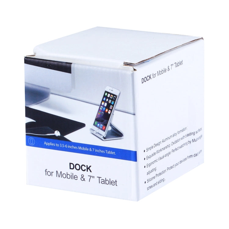 Exquisite Aluminium Alloy Desktop Holder Stand DOCK Cradle For iPhone, Galaxy, Huawei, Xiaomi, LG, HTC and 7 inch Tablet(Silver) - Desktop Holder by PMC TechLife | Online Shopping South Africa | PMC TechLife