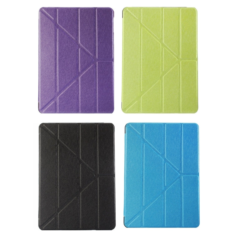 For iPad 9.7 (2018) & iPad 9.7 (2017) & iPad Air Silk Texture Horizontal Deformation Flip Leather Case with Three-folding Holder(Green) - free shipping - PMC TechLife - Order now!