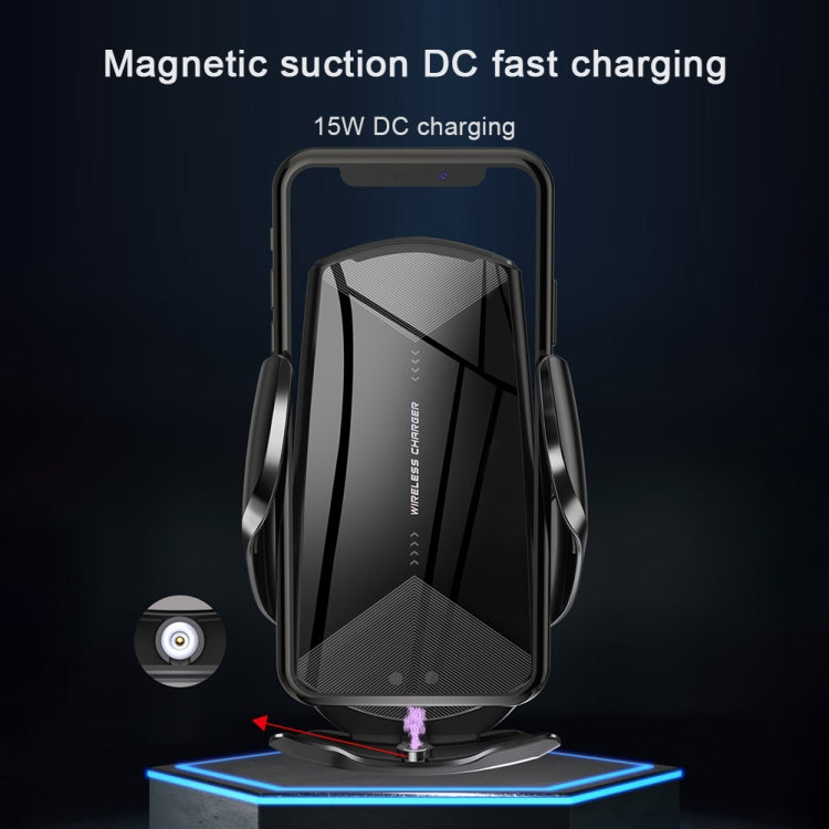 Q2 15W Universal Rotation Infrared Induction Magnetic Car Wireless Charging Mobile Phone Holder with Micro USB + 8 Pin + Type-C / USB-C Magnetic Connector(Blue) - Wireless Charger Holders by PMC TechLife | Online Shopping South Africa | PMC TechLife