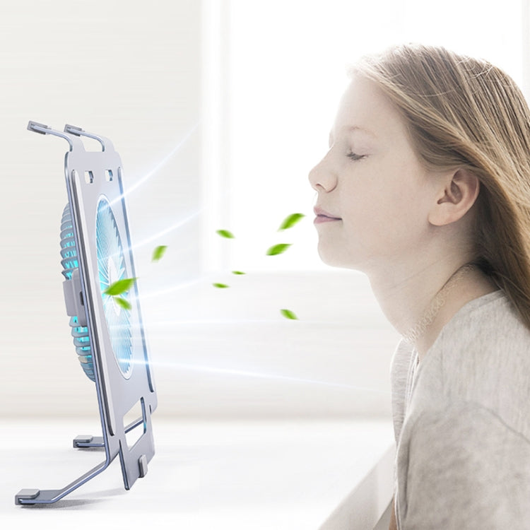 R-JUST HZ25 3.5W Aluminum Alloy Large Turbo Desktop Fan Cooling Laptop Stand(Grey) - free shipping - PMC TechLife - Order now!