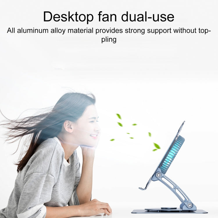 R- JUST HZ22-1 Rotating Dual-purpose Desktop Fan Aluminum Alloy Laptop Stand (Silver) - free shipping - PMC TechLife - Order now!