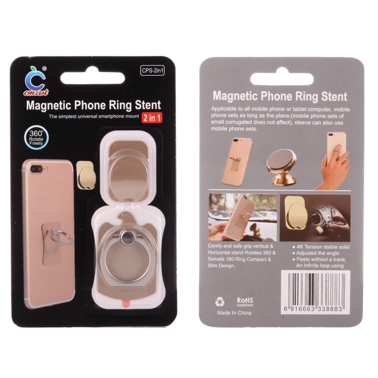 Cmzact CPS-2in1 2 in 1 Eagle Shape 360 Degrees Rotation Magnetic Phone Ring Stent Car Hook Mount(Gold) - Ring Holder by PMC TechLife | Online Shopping South Africa | PMC TechLife