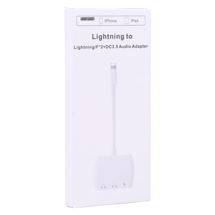 8 Pin Male to Dual 8 Pin+ 3.5mm Audio Female Headphone Adapter Adapter(White) - Earphone Adapter by PMC TechLife | Online Shopping South Africa | PMC TechLife
