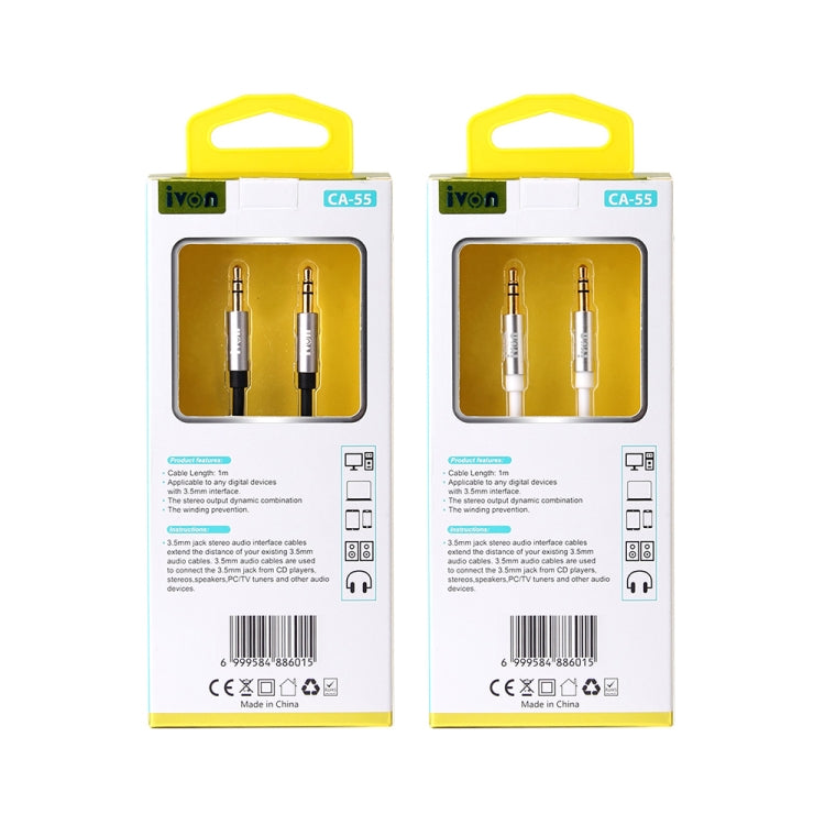 IVON CA55 3.5mm Male to Male AUX Audio Cable, Cable Length: 1m(Black) - Video & Audio Cable by IVON | Online Shopping South Africa | PMC TechLife | Buy Now Pay Later Mobicred