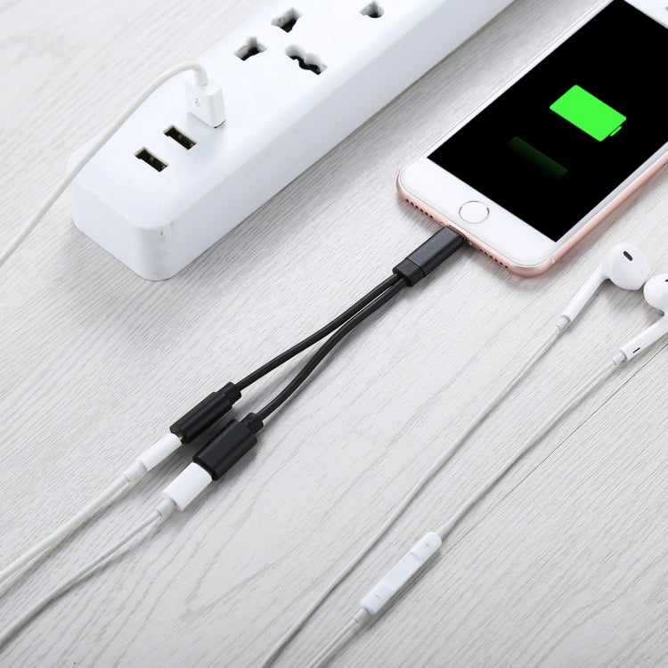 12cm 8 Pin Male to Dual 8 Pin Female Adapter Cable, For iPhone XR / iPhone XS MAX / iPhone X & XS / iPhone 8 & 8 Plus / iPhone 7 & 7 Plus / iPhone 6 & 6s & 6 Plus & 6s Plus / iPad, Support IOS 11.2(Black) - Cable & Splitter by PMC TechLife | Online Shopping South Africa | PMC TechLife