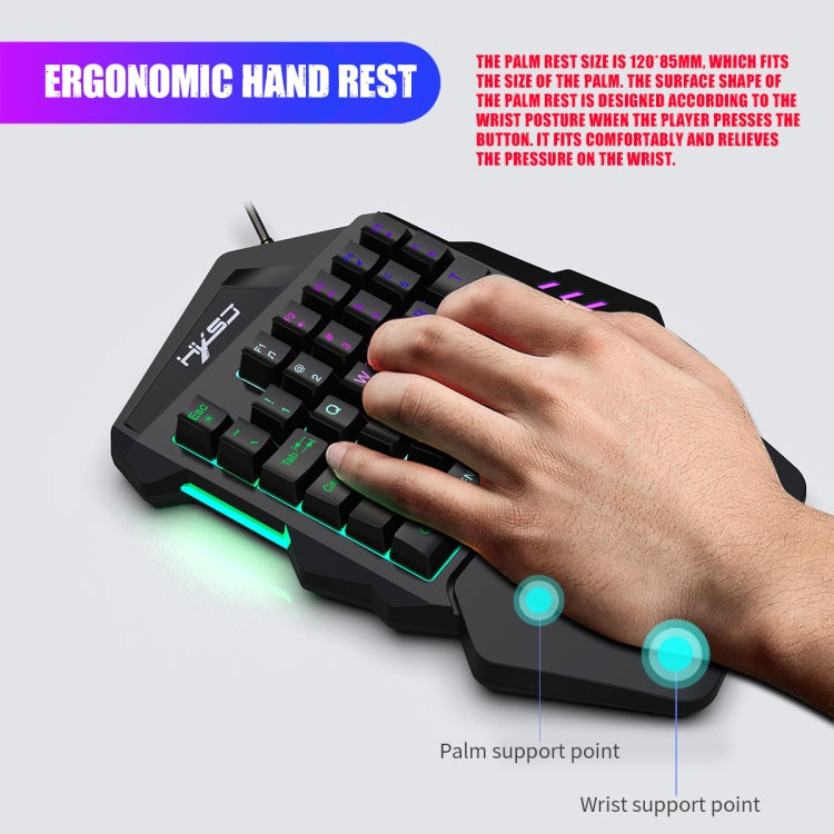 HXSJ V100 Universal One-hand 35-Keys Mechanical Blue Axis Seven-color Backlight Wired Gaming Keyboard, Length: 1.6m - Other Accessories by HXSJ | Online Shopping South Africa | PMC TechLife | Buy Now Pay Later Mobicred