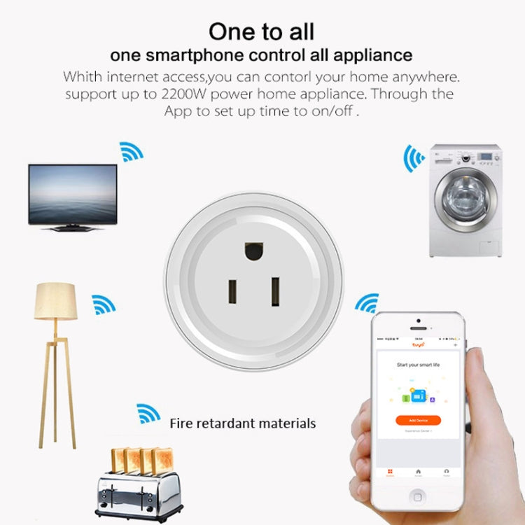 10A Round Shape WiFi Mini Plug APP Remote Control Timing Smart Socket Works with Alexa & Google Home, AC 100-240V, US Plug - Smart Socket by PMC TechLife | Online Shopping South Africa | PMC TechLife