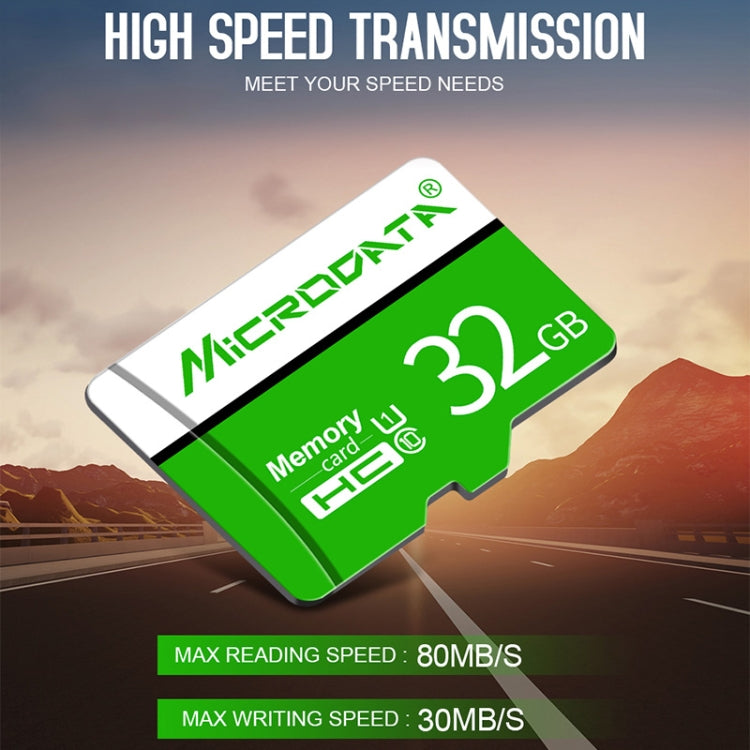 MICRODATA 32GB U1 Green and White TF(Micro SD) Memory Card - Micro SD Card by MiCRODATA | Online Shopping South Africa | PMC TechLife | Buy Now Pay Later Mobicred