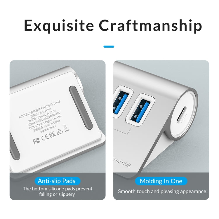 ORICO M3U7-G2 Aluminum Alloy 7-Port USB 3.2 Gen2 10Gbps HUB with 1m Cable (Silver) - free shipping - PMC TechLife - Order now!