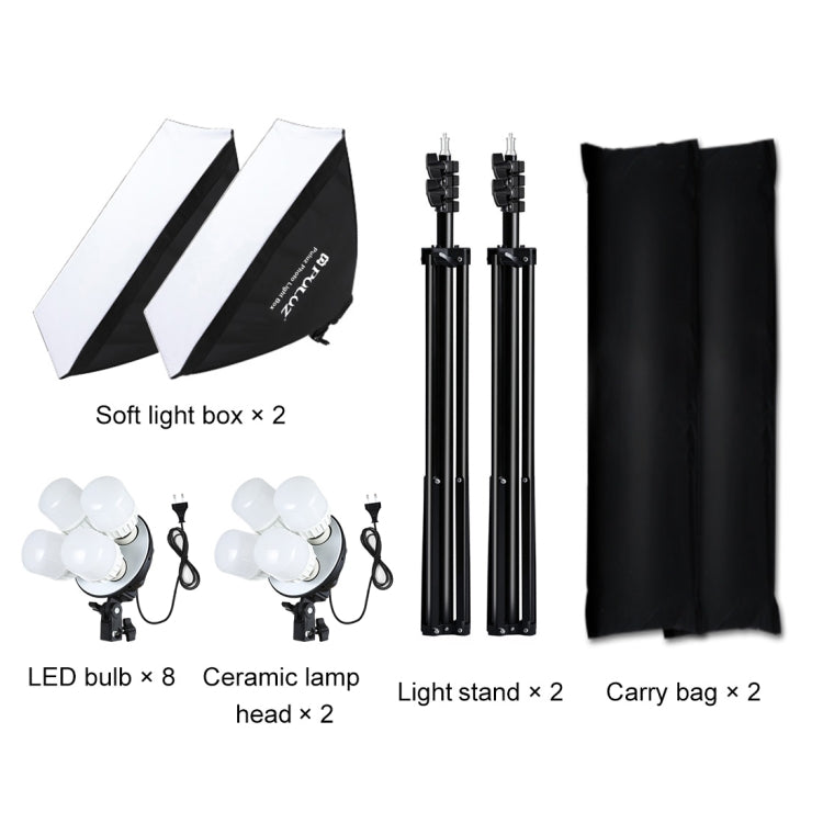 PULUZ Softbox Lighting Kit 2 PCS 50x70cm Professional Photo Studio Photography Light Equipment with 8 x E27 20W E27 Socket Bulb Photography Lighting Kit for Filming Portrait Shooting / Fashion Advertising Photography(EU Plug) - free shipping - PMC TechLife - Order now!