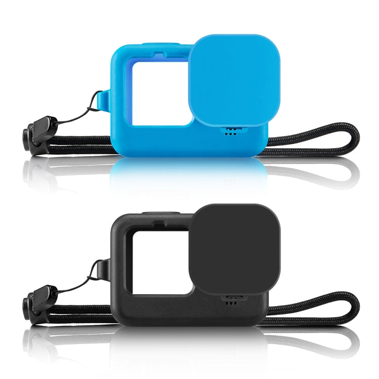 PULUZ for GoPro HERO12 Black /11 Black /10 Black /9 Black Silicone Protective Case Cover with Wrist Strap & Lens Cover(Blue) - Silicone Cases by PULUZ | Online Shopping South Africa | PMC TechLife | Buy Now Pay Later Mobicred