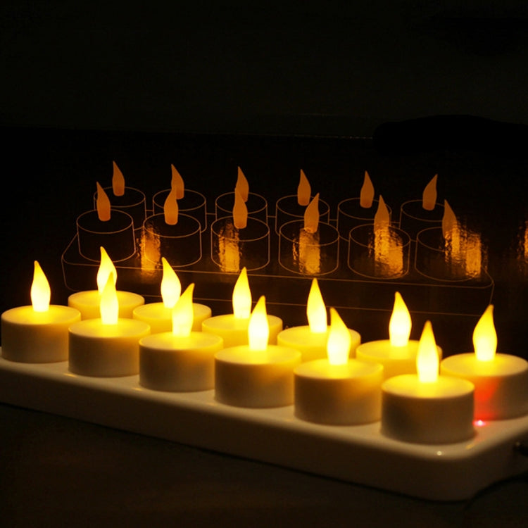12 PCS Flameless LED Tealight Flicker Candle Light, Rechargeable Home Decoration Light with Charging Board - Holiday Lights by PMC TechLife | Online Shopping South Africa | PMC TechLife