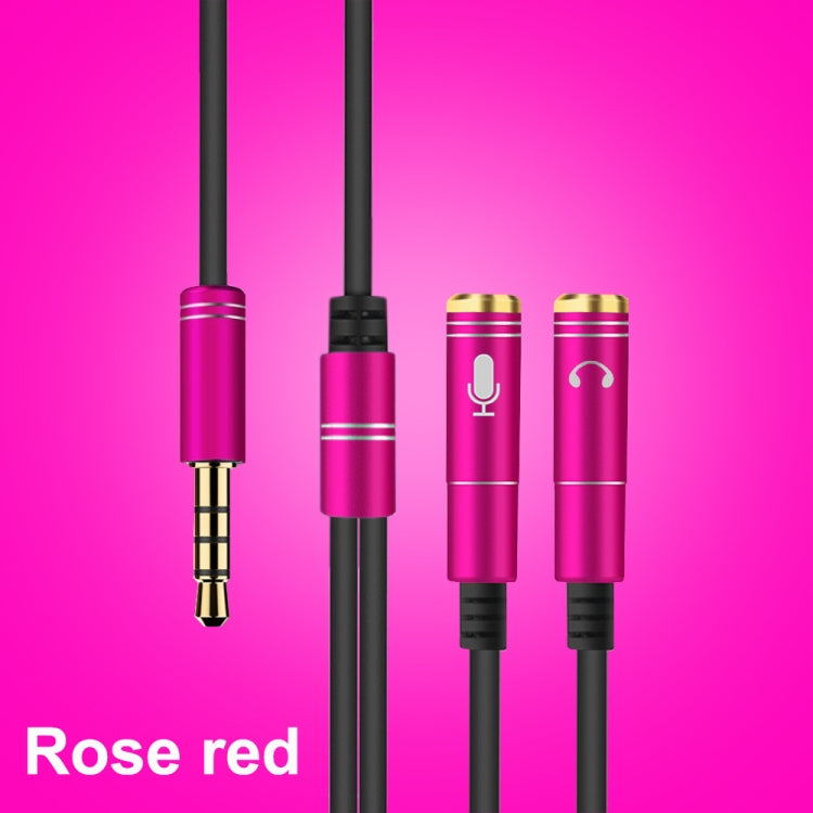 2 in 1 3.5mm Male to Double 3.5mm Female TPE High-elastic Audio Cable Splitter, Cable Length: 32cm(Rose Red) - Cable & Splitter by PMC TechLife | Online Shopping South Africa | PMC TechLife