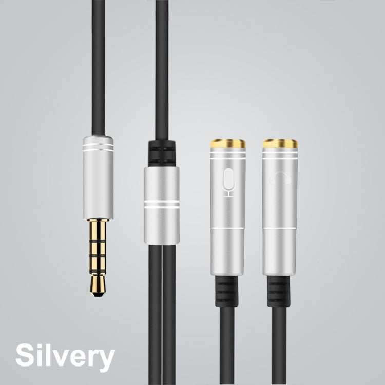 2 in 1 3.5mm Male to Double 3.5mm Female TPE High-elastic Audio Cable Splitter, Cable Length: 32cm(Silver) - Cable & Splitter by PMC TechLife | Online Shopping South Africa | PMC TechLife
