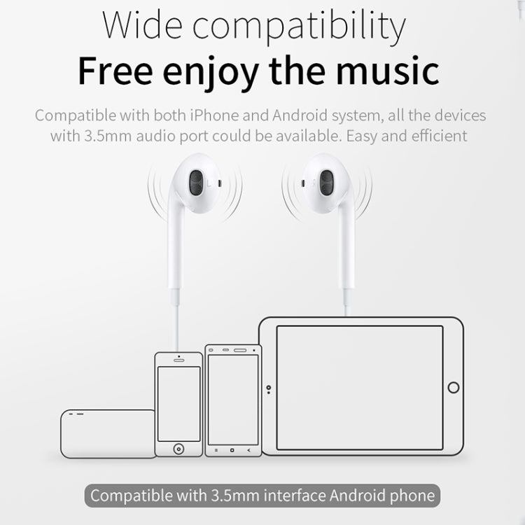 JOYROOM JR-EP1 1.2m 3.5mm Plug Wire Control In-Ear Earphone(White) - In Ear Wired Earphone by JOYROOM | Online Shopping South Africa | PMC TechLife | Buy Now Pay Later Mobicred