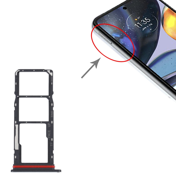 For Motorola Moto G22 SIM Card Tray + SIM Card Tray + Micro SD Card Tray (Black) - Card Socket by PMC TechLife | Online Shopping South Africa | PMC TechLife