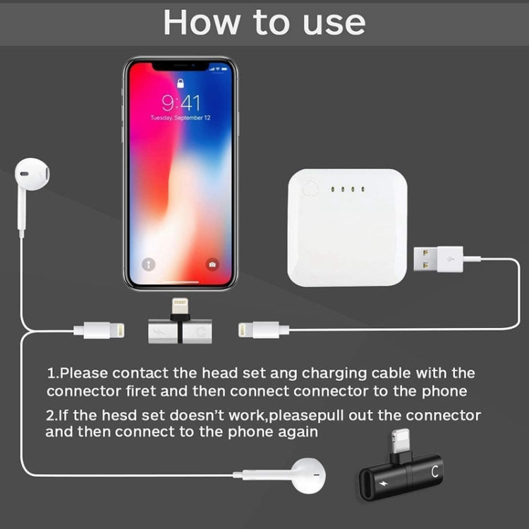 Zs-18182 2 in 1 8 Pin Male to 8 Pin Charging + 8 Pin Audio Female Connector Earphone Adapter, Supports Call & Volume Control(Silver) - Earphone Adapter by PMC TechLife | Online Shopping South Africa | PMC TechLife