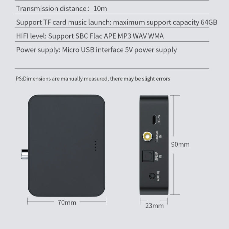 T6 Bluetooth 5.0 Computer TV Transmitter Fiber coaxial AUX Multifunction TF Card HiFI Bluetooth Audio transmitter - Audio Receiver Transmitter by PMC TechLife | Online Shopping South Africa | PMC TechLife