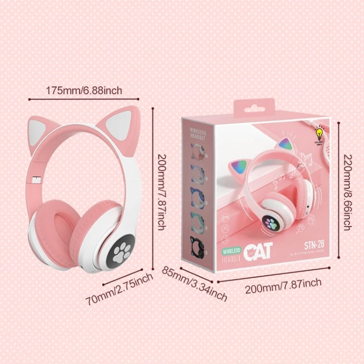 T&G TN-28 3.5mm Bluetooth 5.0 Dual Connection RGB Cat Ear Bass Stereo Noise-cancelling Headphones Support TF Card With Mic(Black) - free shipping - PMC TechLife - Order now!