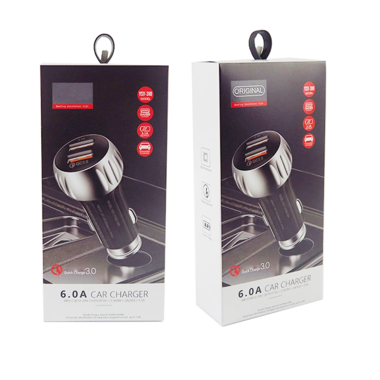 YSY-310QC18W QC3.0 Dual Port USB Car Charger + 3A USB to USB-C / Type-C Data Cable, Cable Length: 1m(Black) - Car Charger by PMC TechLife | Online Shopping South Africa | PMC TechLife