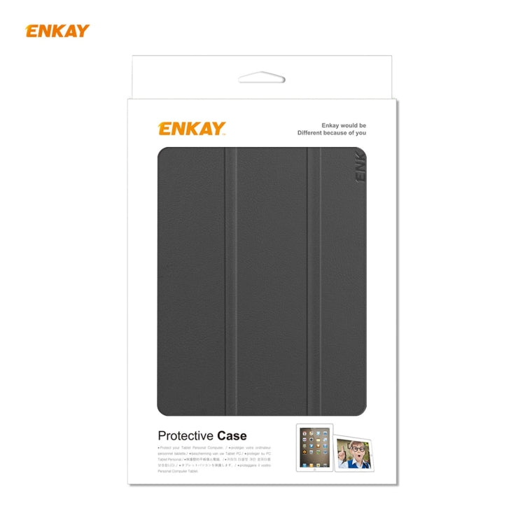 ENKAY PU Leather + Plastic Case with Three-folding Holder for Samsung Galaxy Tab A7 Lite T220 / T225(Black) - free shipping - PMC TechLife - Order now!
