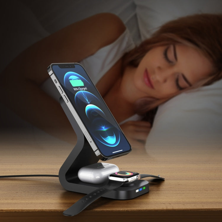 B-13 15W Max 3 in 1 Magnetic Wireless Charger for Mobile Phones & Apple Watchs & AirPods(Black) - Wireless Charger by PMC TechLife | Online Shopping South Africa | PMC TechLife