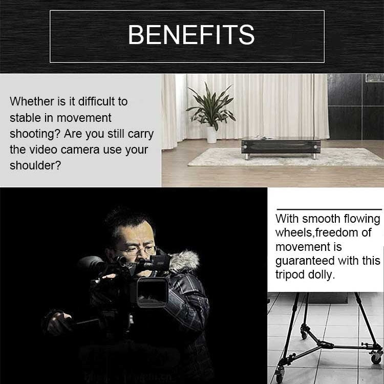 YUNTENG 900 Aluminium Alloy Camera Tripod Foot Wheel Tripod Pulley Base, Load 15KG - free shipping - PMC TechLife - Order now!