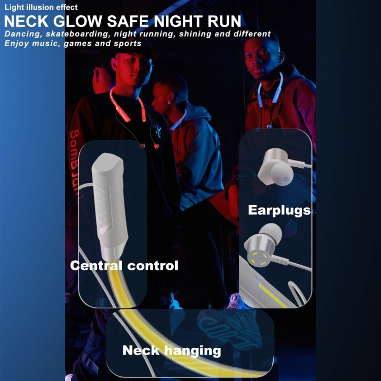 JG4 Flashing LED Neck-mounted Stereo Bluetooth Wireless Earphone(Blue) - Neck-mounted Earphone by PMC TechLife | Online Shopping South Africa | PMC TechLife