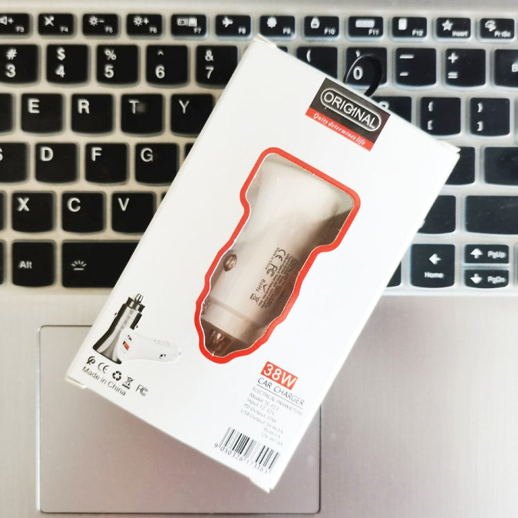 TE-P23 38W PD 20W USB-C / Type-C + QC3. 0 USB Triangle Car Charger + USB to USB-C / Type-C Data Cable, Length: 1m(White) - Car Charger by PMC TechLife | Online Shopping South Africa | PMC TechLife