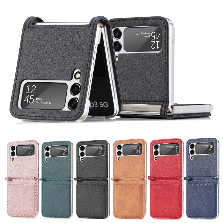For Samsung Galaxy Z Flip 4 5G Folding Litchi Texture Card Wallet Phone Case(Blue) - Galaxy Phone Cases by PMC TechLife | Online Shopping South Africa | PMC TechLife | Buy Now Pay Later Mobicred