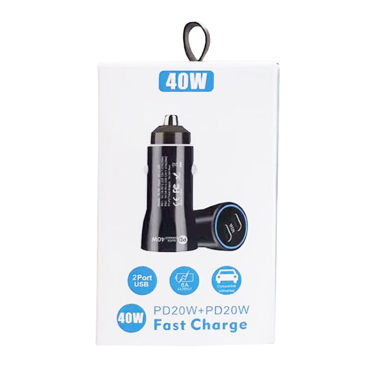 TE-P8 40W PD20W + PD20W Dual Port PD3.0 Car Charger with Type-c to Type-C Data Cable, Length: 1m(White) - Car Charger by PMC TechLife | Online Shopping South Africa | PMC TechLife