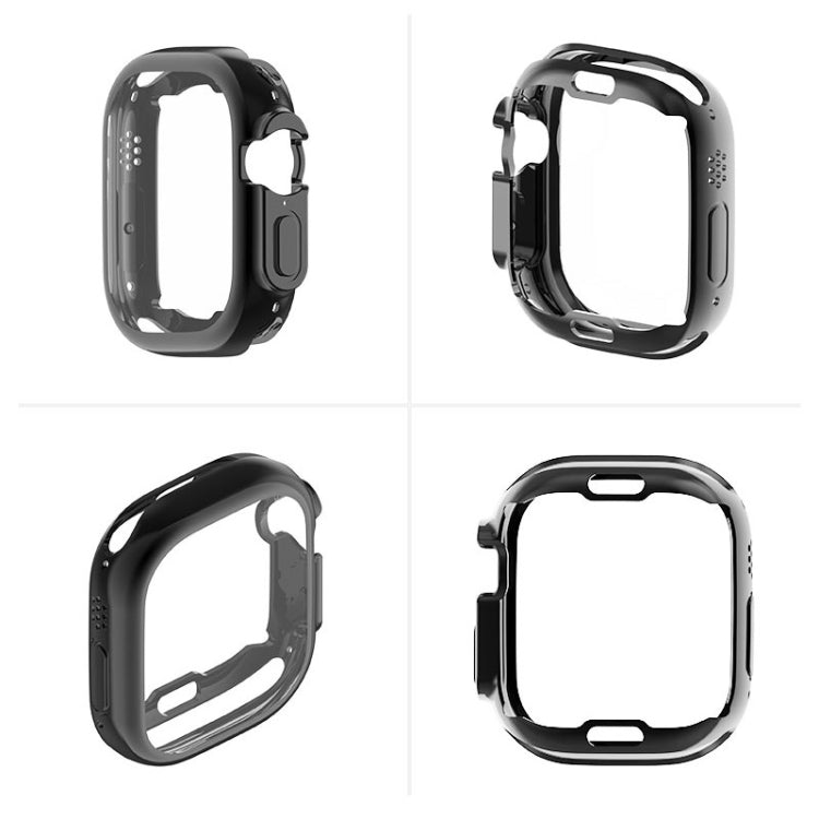 ENKAY Electroplated Soft TPU Case with Screen Film For Apple Watch Ultra / Ultra 2 49mm(Cyan) - Watch Cases by ENKAY | Online Shopping South Africa | PMC TechLife | Buy Now Pay Later Mobicred