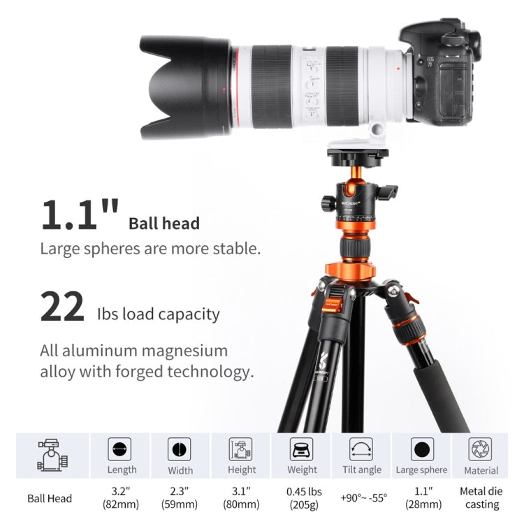 K&F CONCEPT KF31.023V3 360 Degree Rotating Panoramic Metal Tripod Ball Head with 1/4 Inch Quick Release Plate - free shipping - PMC TechLife - Order now!