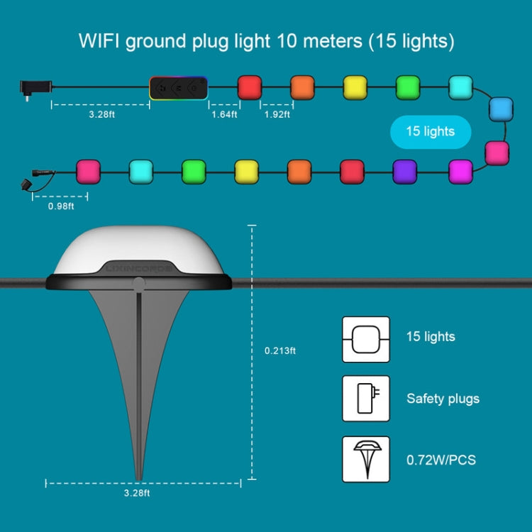 CP01 Outdoor WIFI Smart APP Control Garden Lamp Music Sync Outdoor Ground Lights(US Plug) - Buried Lights by PMC TechLife | Online Shopping South Africa | PMC TechLife