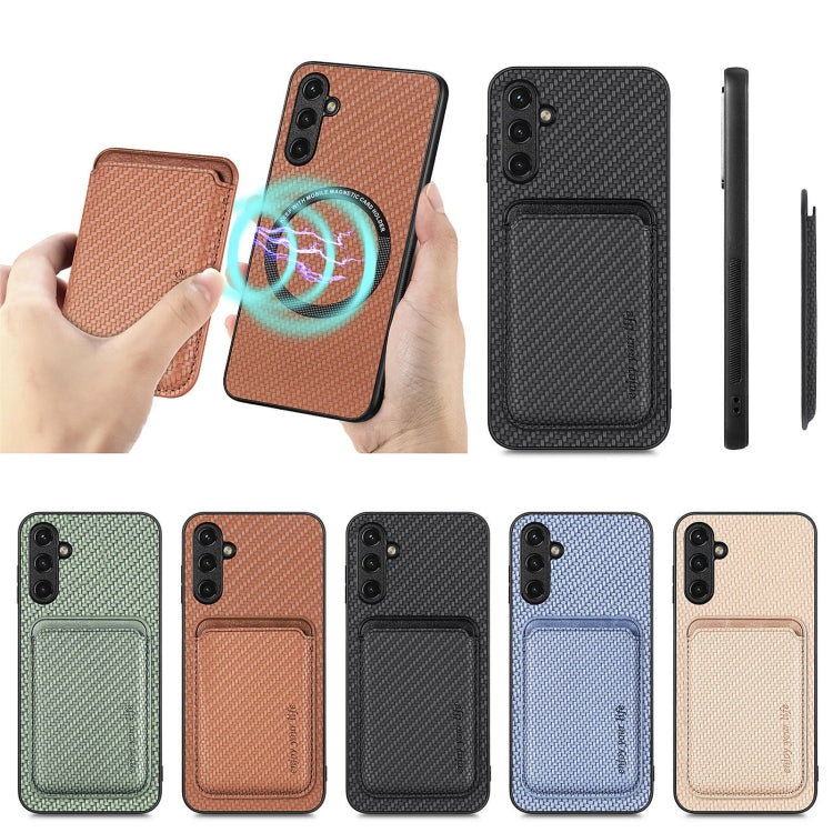For Samsung Galaxy A54 5G Carbon Fiber Leather Card Magsafe Magnetic Phone Case(Black) - Galaxy Phone Cases by PMC TechLife | Online Shopping South Africa | PMC TechLife