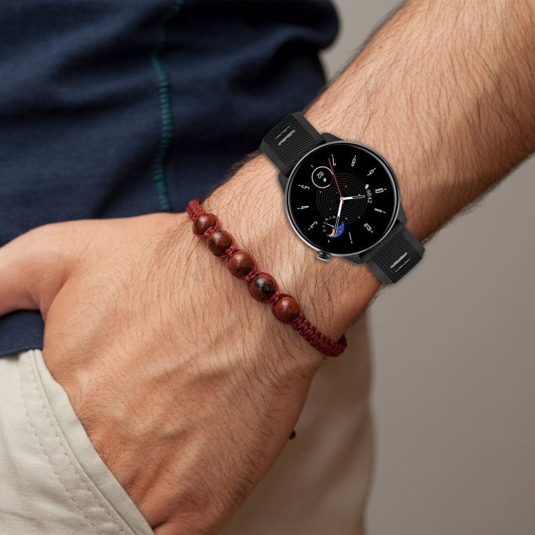 For Amazfit GTR 2 22mm Cross Texture Two Color Silicone Steel Buckle Watch Band(Lake Blue+Black) - Smart Wear by PMC TechLife | Online Shopping South Africa | PMC TechLife