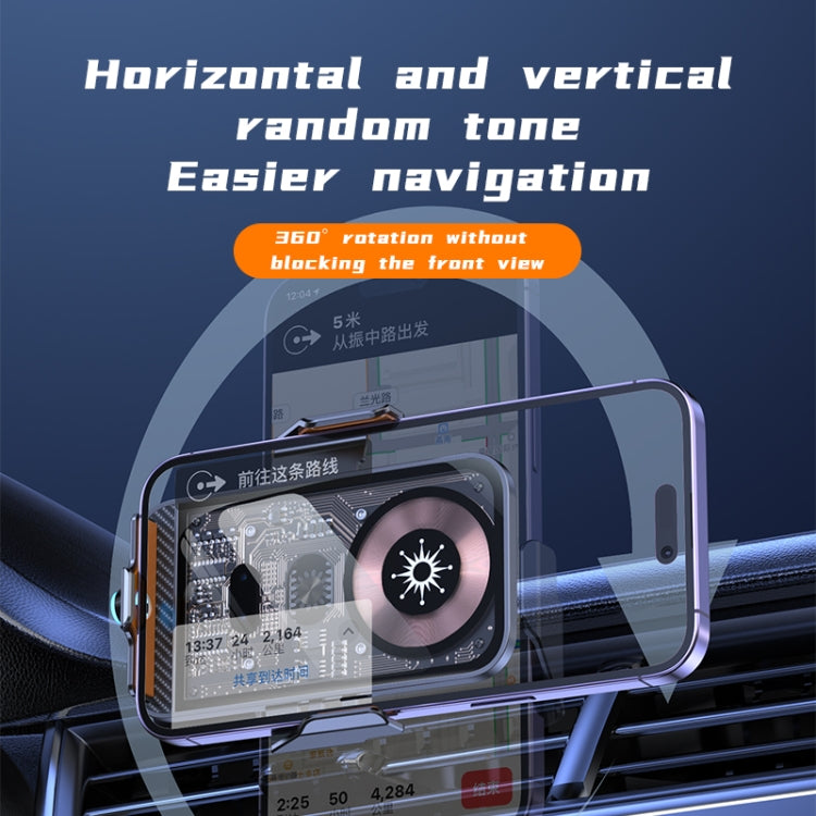 C11 Car 15W Automatically Open Transparent Type-C Wireless Charger Stand(Gray) - Wireless Charger Holders by PMC TechLife | Online Shopping South Africa | PMC TechLife